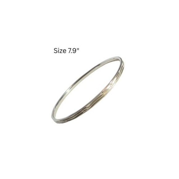 Pandora Liquid Silver Stream Sterling Silver Bangle Bracelet 7.9" 490715 - Picture 1 of 6